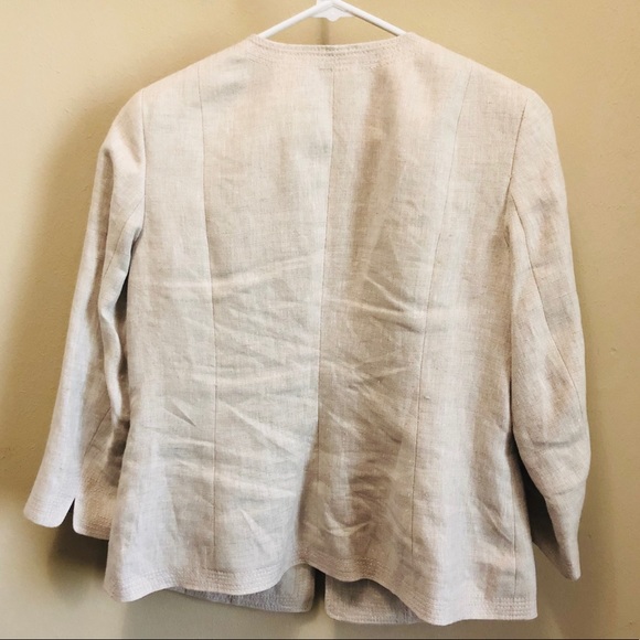 Talbots 100% Linen Open Jacket Blazer Size 4P - Picture 5 of 7